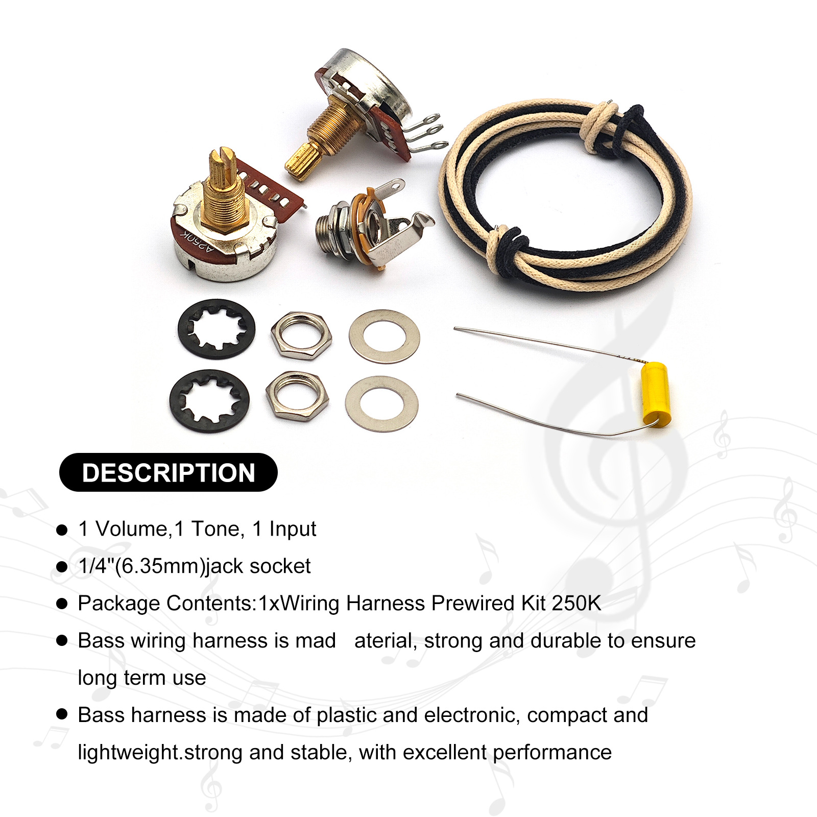 Bass Guitar Wiring Harness 1 V - đánh giá và giá Diy Guitar Electronics Kit